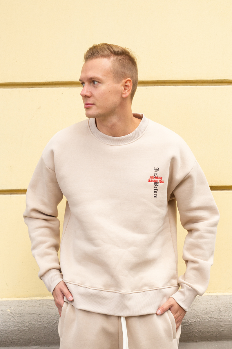 Толстовка J.B4 (Just Before) бежевый на флисе
