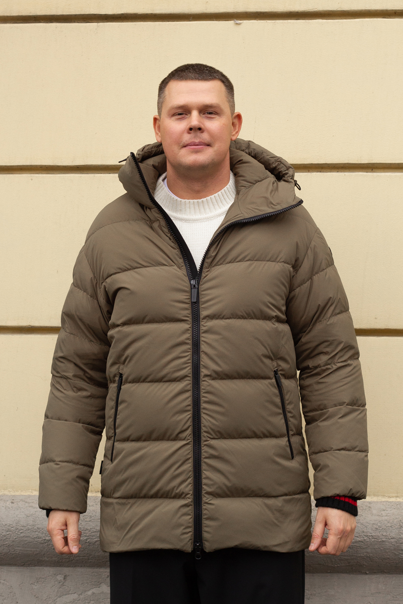 Пуховик IGOR PLAXA (CCSS) цвета хаки, короткий, зимний