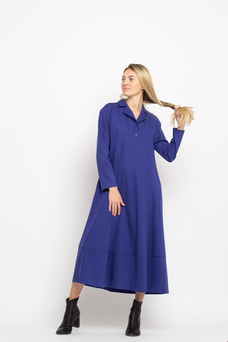 Платье Victoria Andreyanova синее с поясом