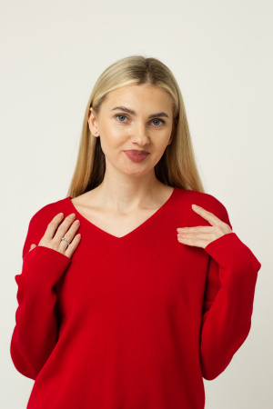 Джемпер Saint James красный с V образным вырезом