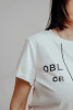 Футболка Oblique белая с чёрным принтом
