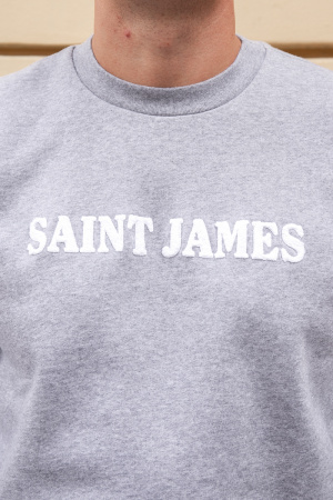 Свитшот Saint James серого цвета на флисе с декоративным логотипом
