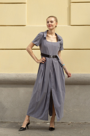 Платье Oblique серое в полоску