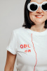Футболка Oblique белая футболка с бордовым принтом