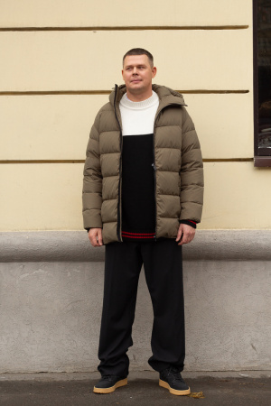 Пуховик IGOR PLAXA (CCSS) цвета хаки, короткий, зимний