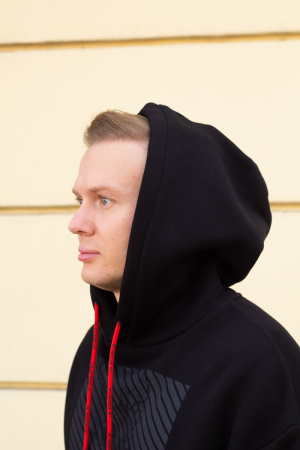 Толстовка J.B4 (Just Before) черный  с акцентными шнурками