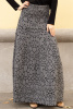 Юбка Oblique длинная трикотажная серая с черным орнаментом
